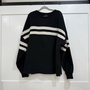 nuuds Women's Black and White Striped Sweatshirt